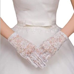 White lace wedding/ bridal gloves